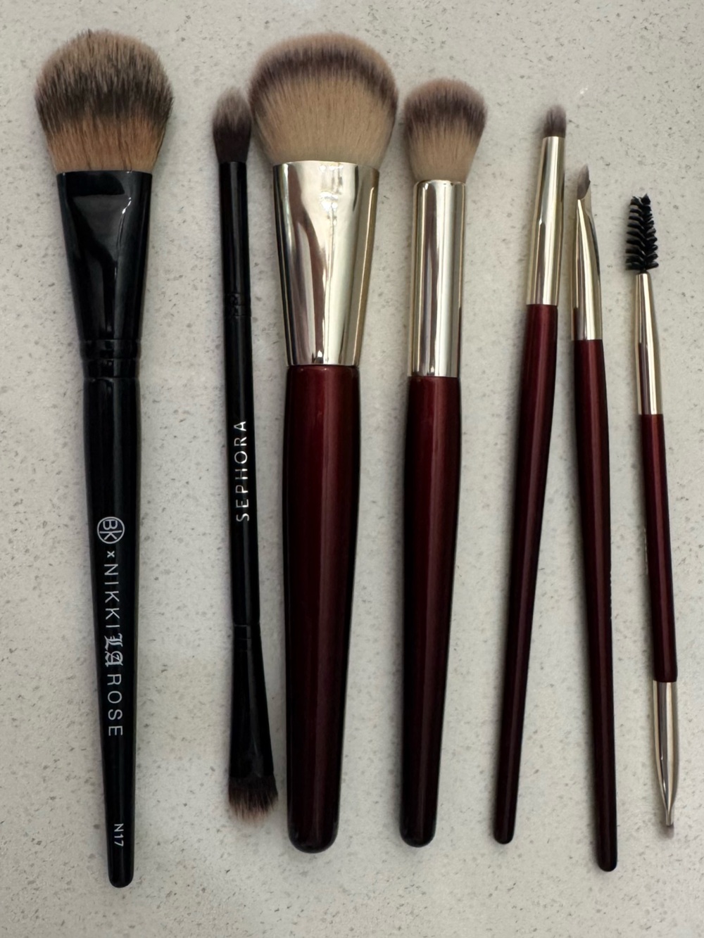 BK BEAUTY NIKKI LA ROSE and Sephora Brush Set - Burgundy & Black Handles